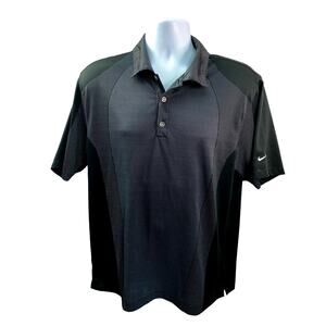Nike Golf Dri Fit Polo Shirt Size Medium Mens White check Black Short Sleeve